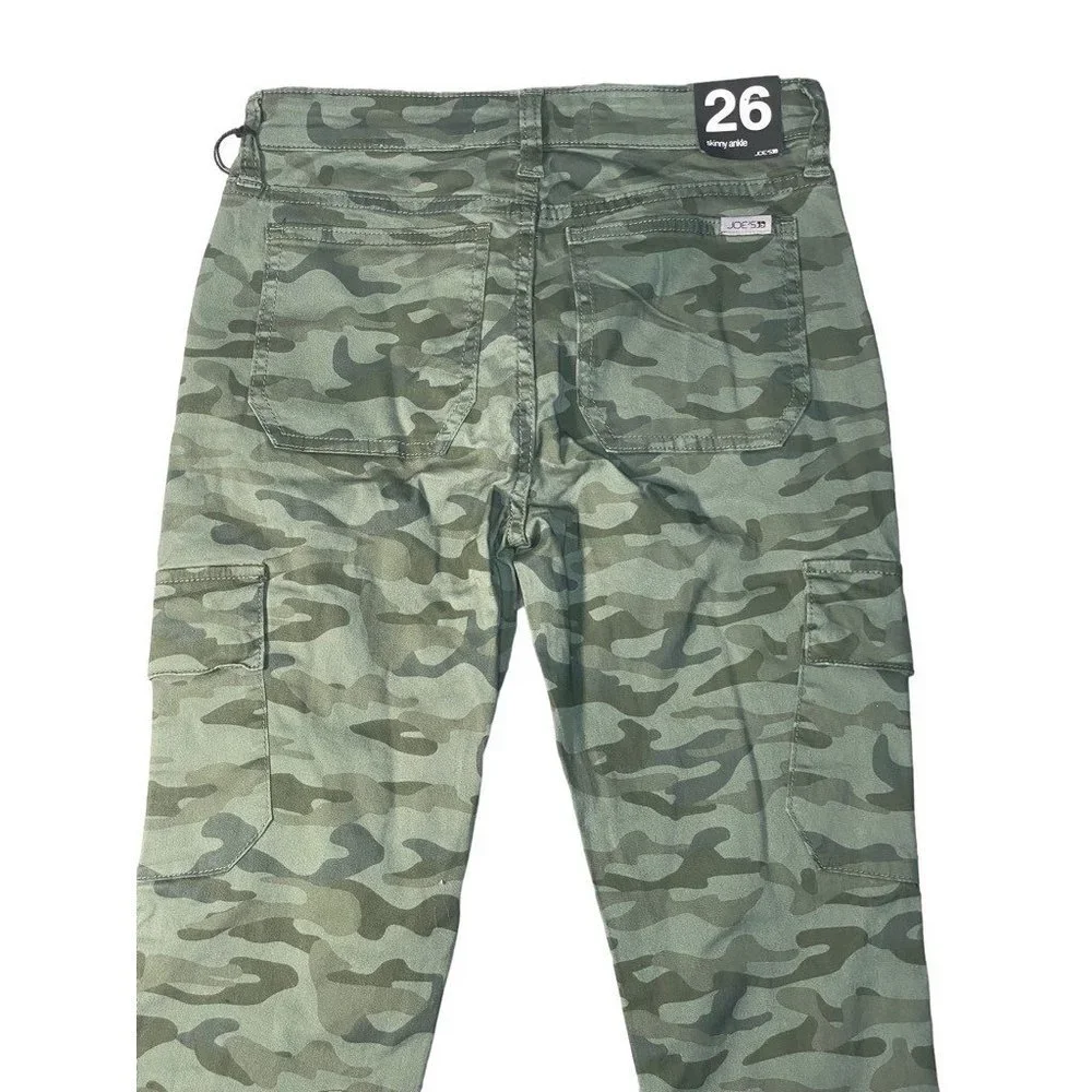 Joes Jeans Womens Skinny Cargo Jeans Green‎ Camouflage Stretch Pockets 26 New